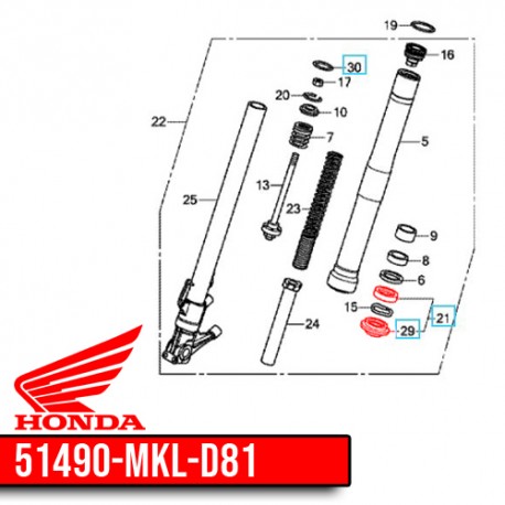 51490-MKL-D81 : Junta tórica de horquilla Honda CB650 CBR650